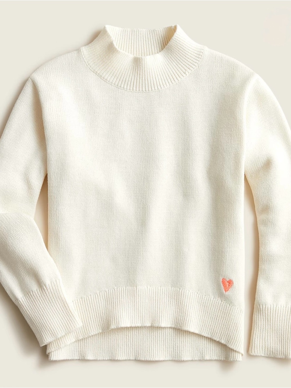 Crewcuts Girls Cotton Mock Neck Sweater, Ivory, Size L